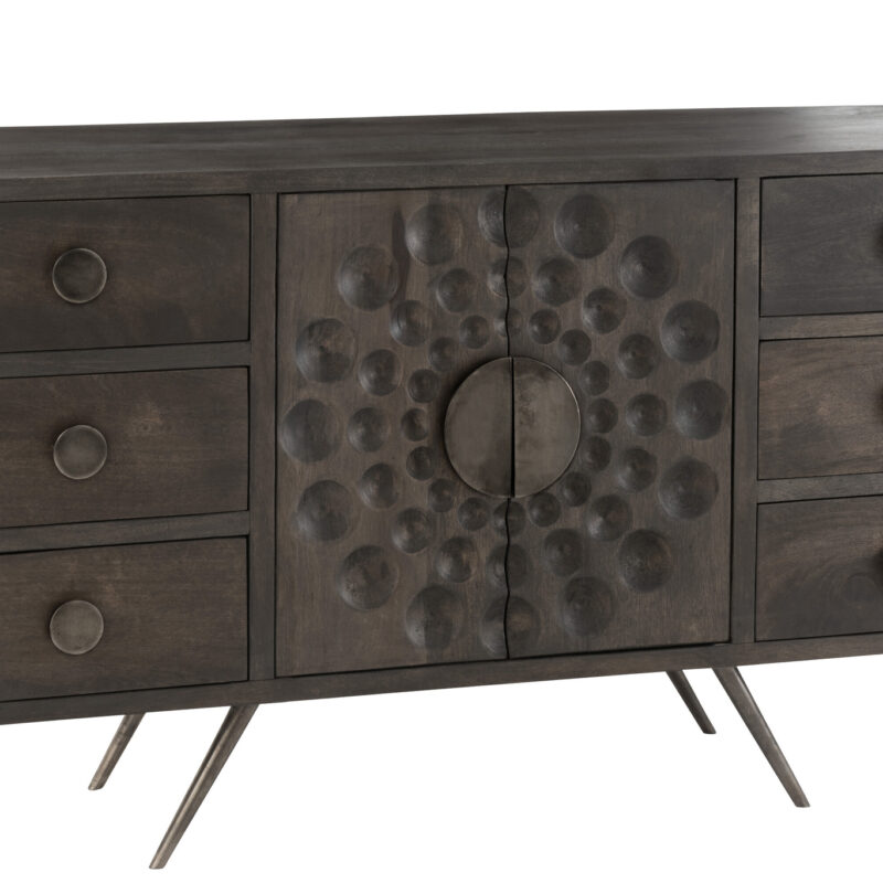 Kleiderschrank Low Etnic 2 Türen + 6 Schubladen