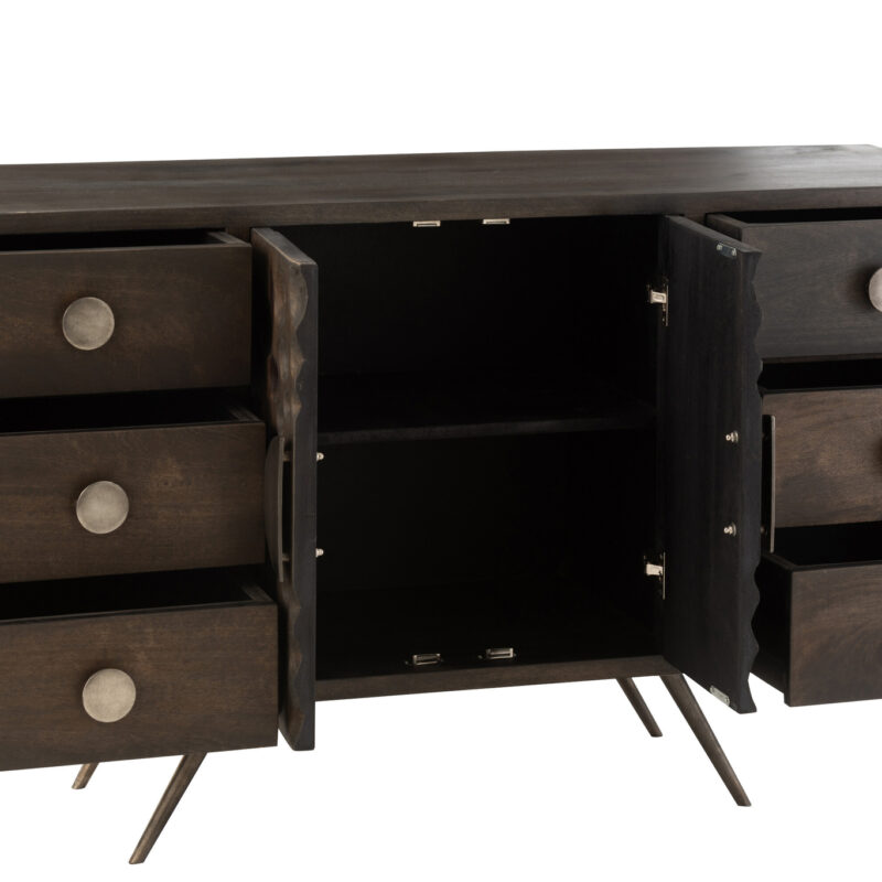 Kleiderschrank Low Etnic 2 Türen + 6 Schubladen