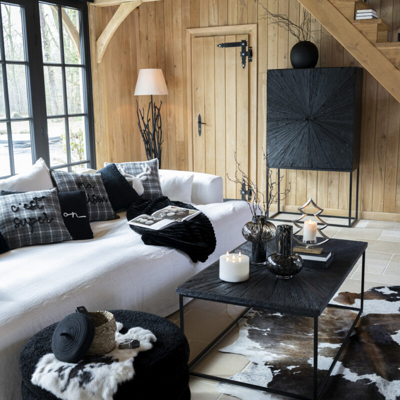 Rindsleder Schwarz/Weiß