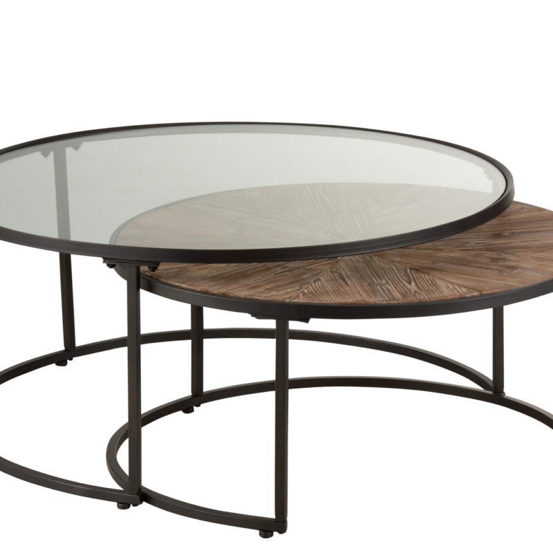 Set aus 2 runden Kaffeetischen