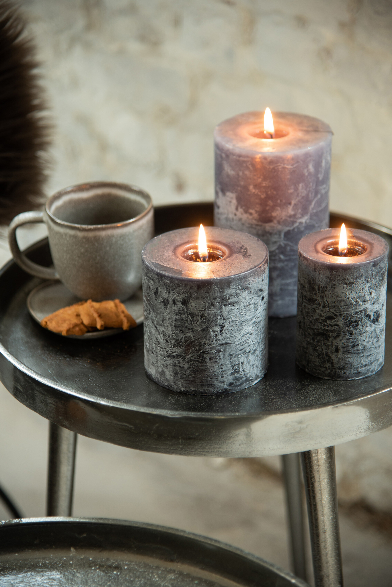 Set aus 3 Beistelltischen Tablett Rund – Bild 4