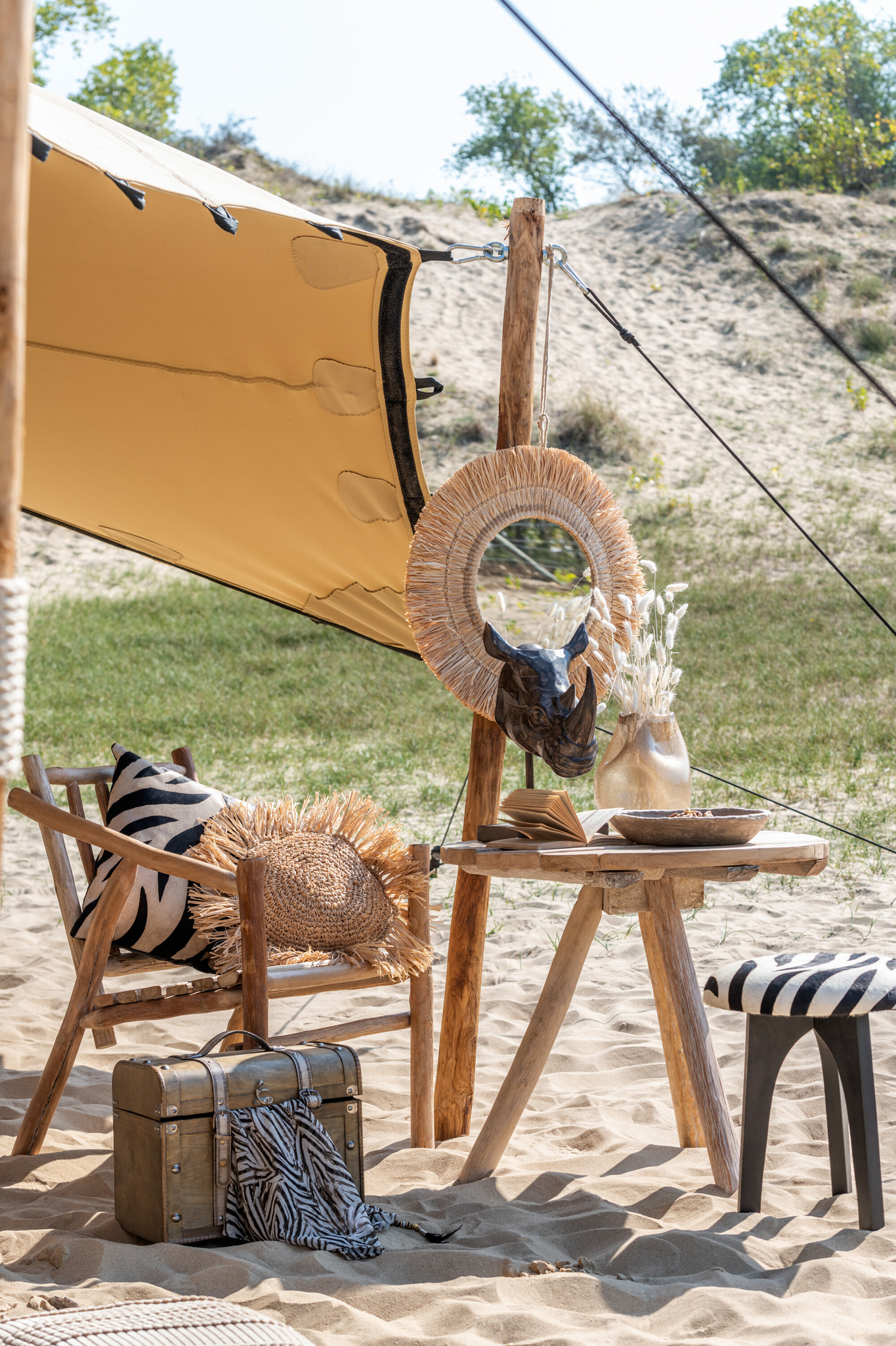 Kissen Rund Raffia – Bild 4