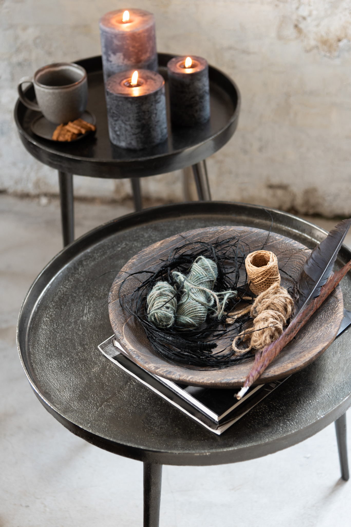 Set aus 3 Beistelltischen Tablett Rund – Bild 5