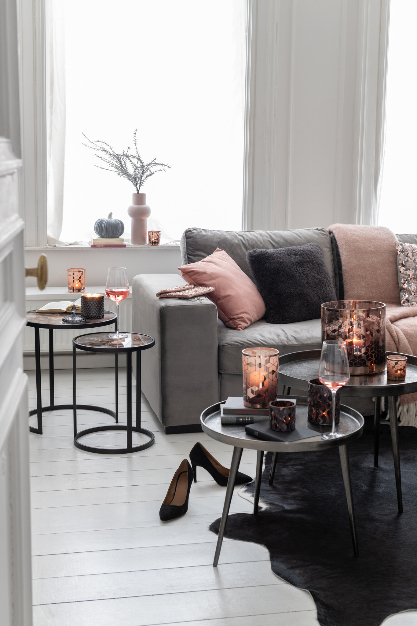 Set aus 3 Beistelltischen Tablett Rund – Bild 8