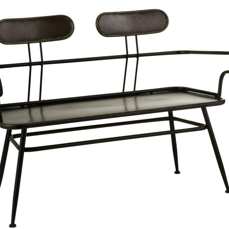 Zweisitzer-Bank im Industrial-Stil aus schwarzem Metall