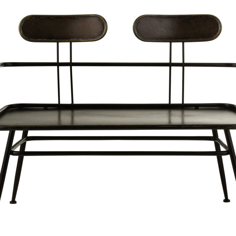 Zweisitzer-Bank im Industrial-Stil aus schwarzem Metall