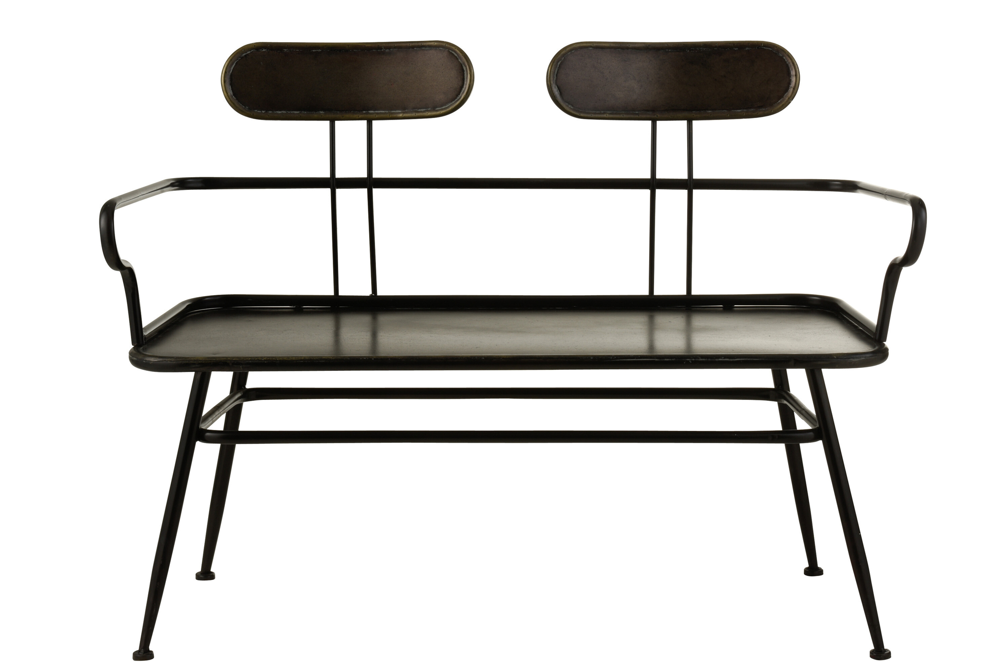 Zweisitzer-Bank im Industrial-Stil aus schwarzem Metall – Bild 2