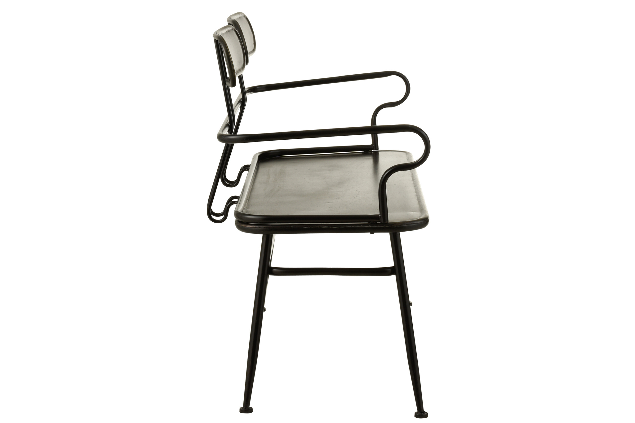 Zweisitzer-Bank im Industrial-Stil aus schwarzem Metall – Bild 3