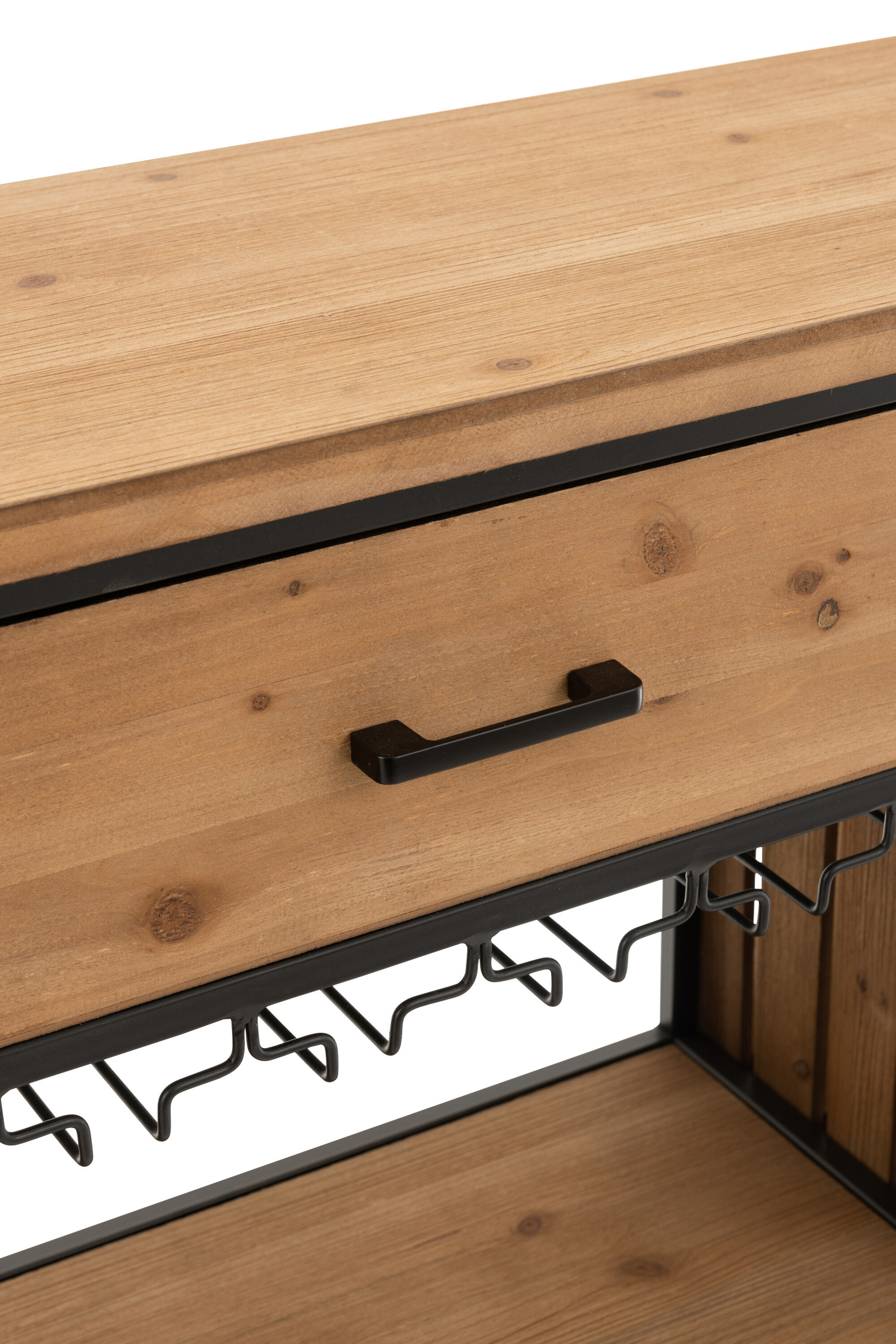 Bar-Sideboard aus Fichtenholz und Metall mit drei Schubladen – Bild 15