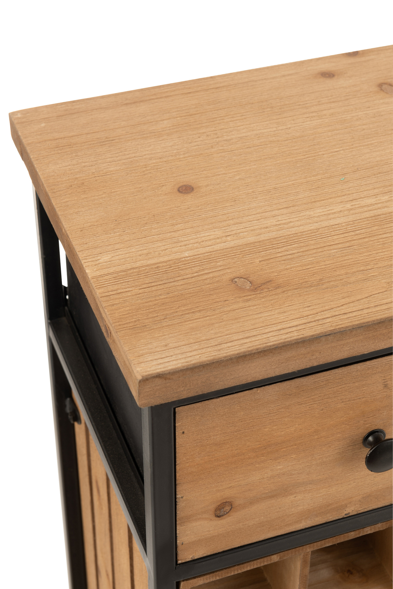 Bar-Sideboard aus Fichtenholz und Metall mit drei Schubladen – Bild 3