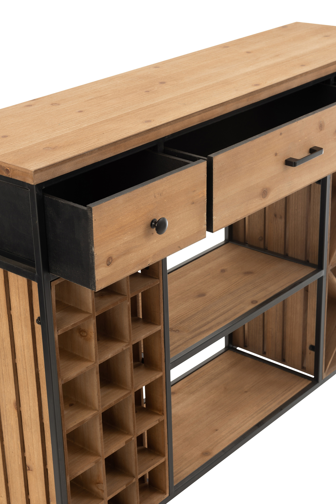 Bar-Sideboard aus Fichtenholz und Metall mit drei Schubladen – Bild 7