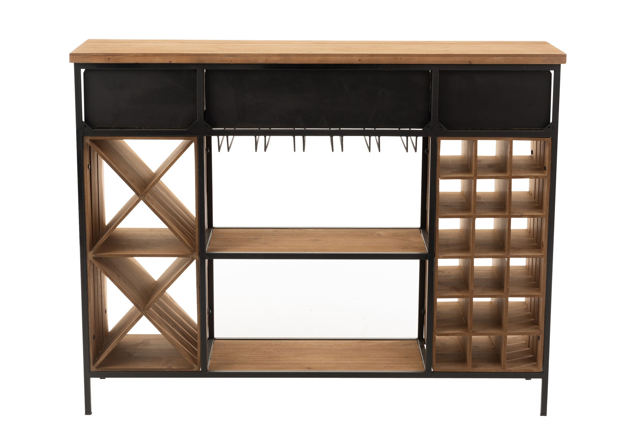 Bar-Sideboard aus Fichtenholz und Metall mit drei Schubladen – Bild 10