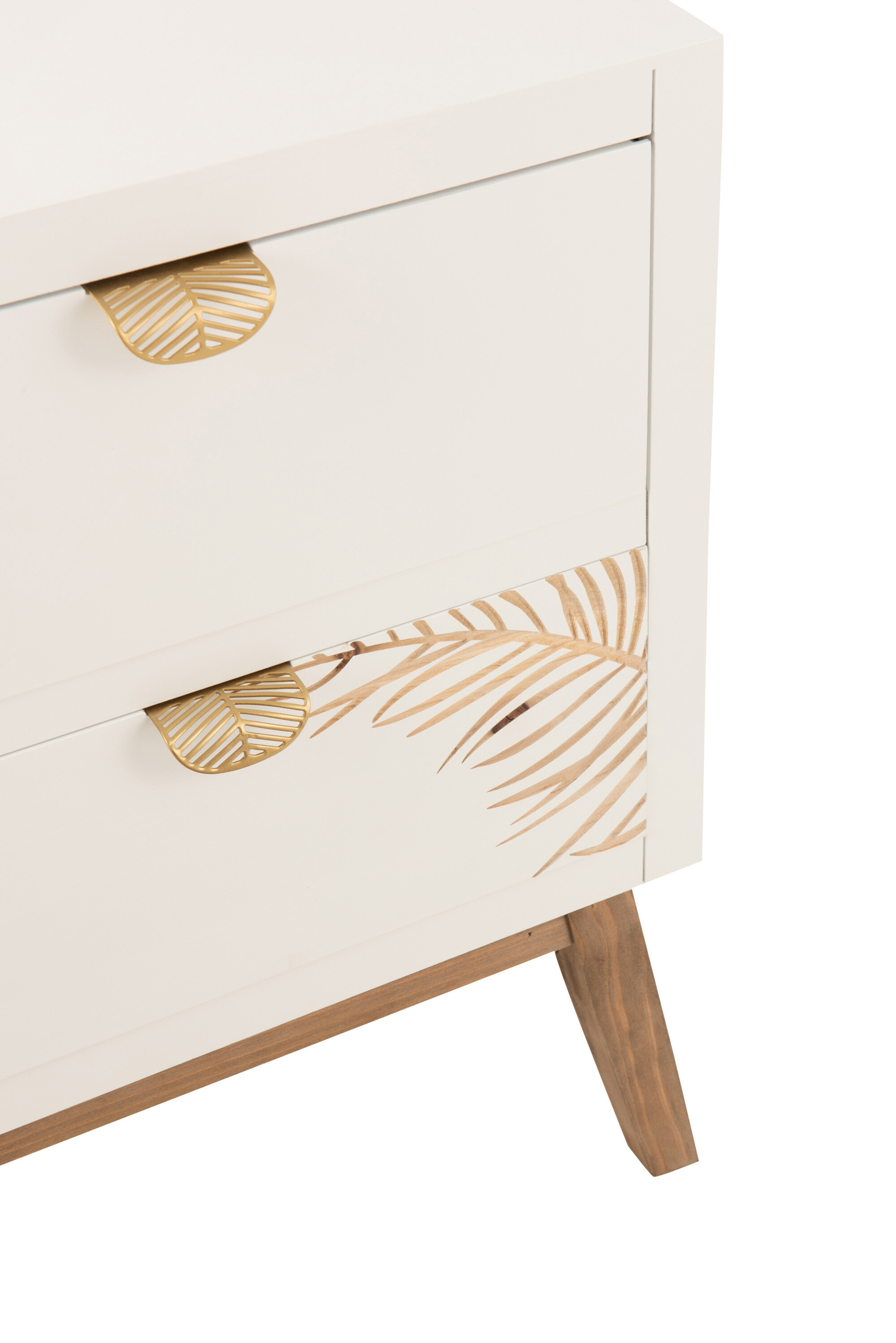 Schrank im Leaf-Design mit 2 Schubladen in Weiß/Natur – Bild 5