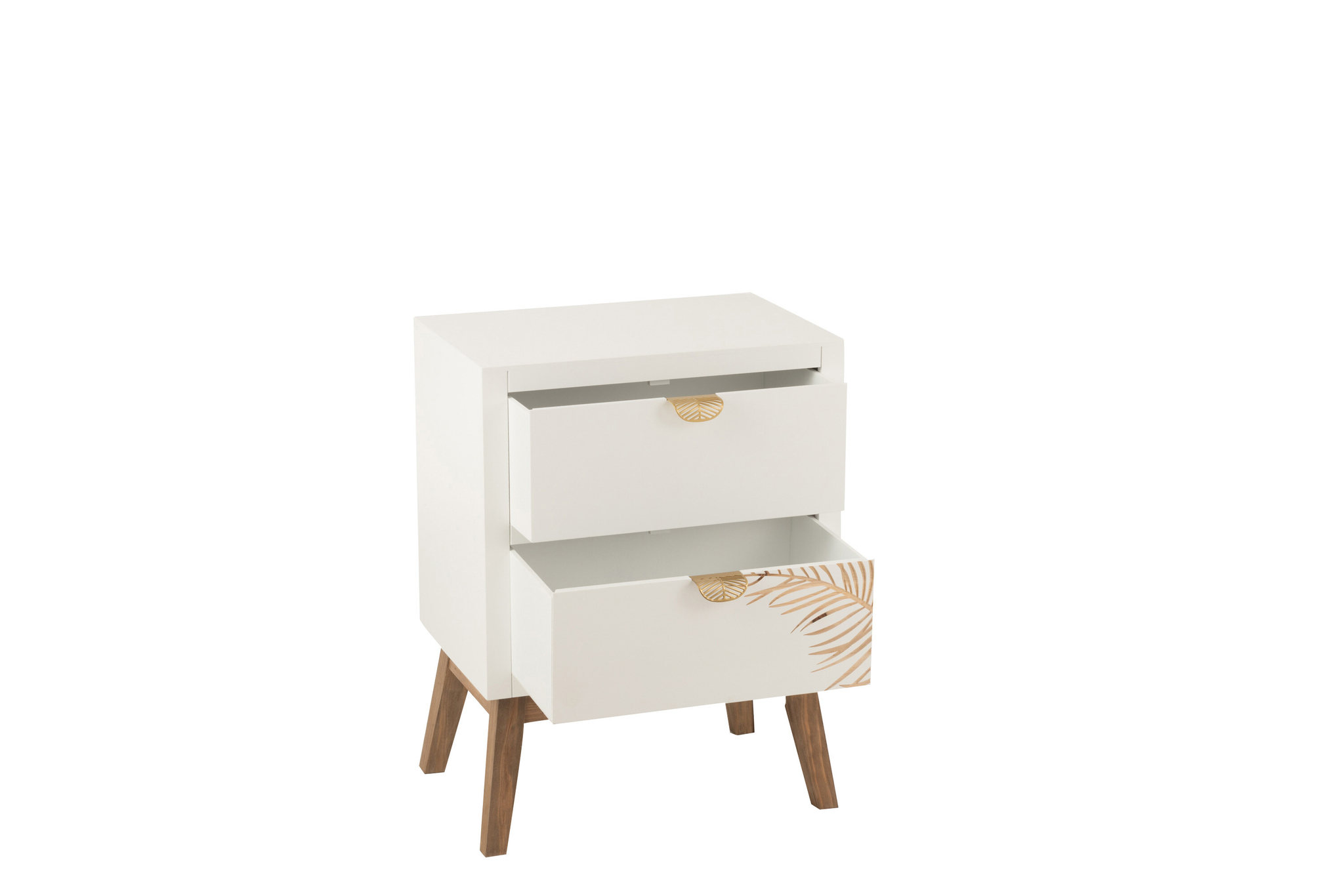 Schrank im Leaf-Design mit 2 Schubladen in Weiß/Natur – Bild 6