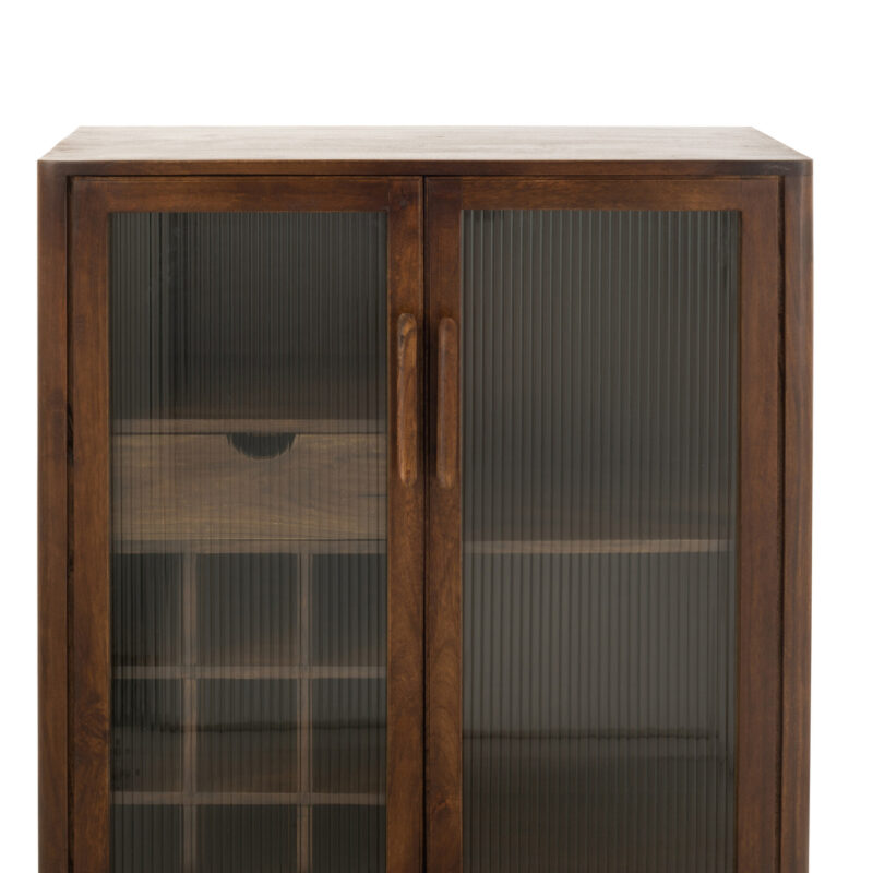 Bar-Schrank Vince aus Mangoholz und Glas in Braun