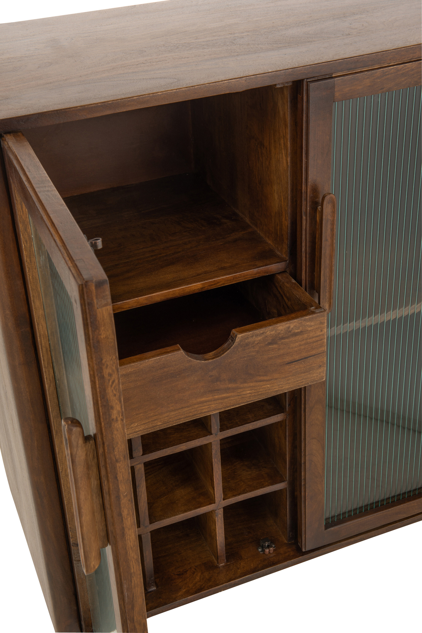 Bar-Schrank Vince aus Mangoholz und Glas in Braun – Bild 9