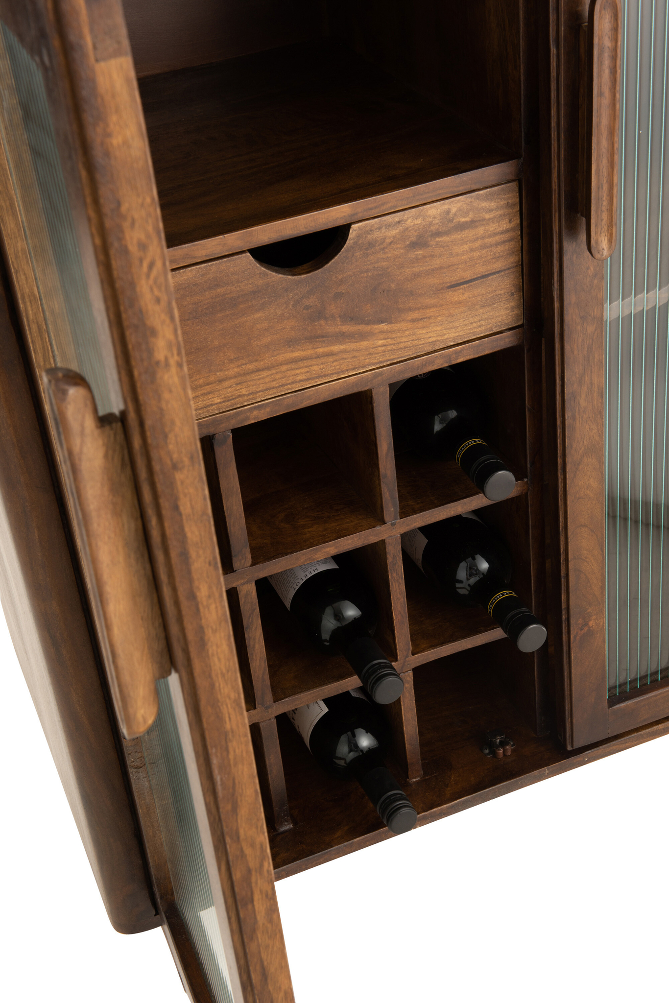 Bar-Schrank Vince aus Mangoholz und Glas in Braun – Bild 10