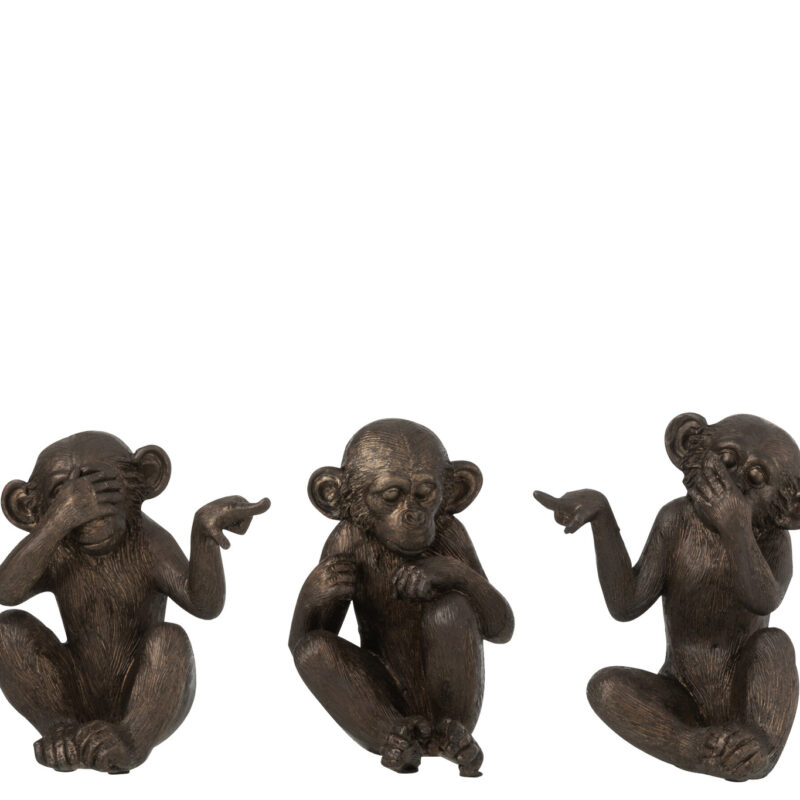 Set aus drei Affenfiguren aus Polyester