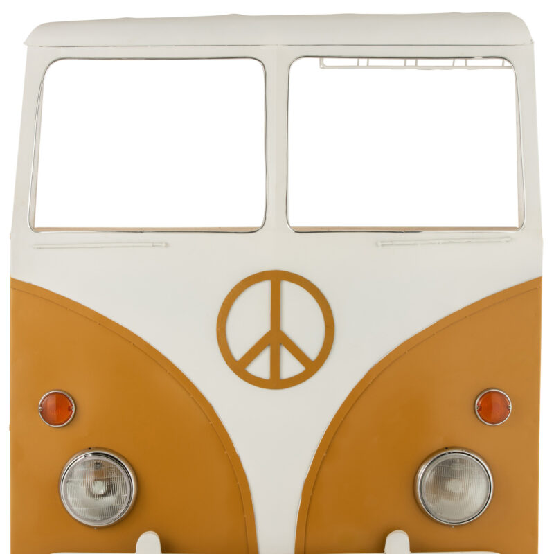 Bar-Front mit Ablagen und Glasaufhängung in Weiß und Ocker