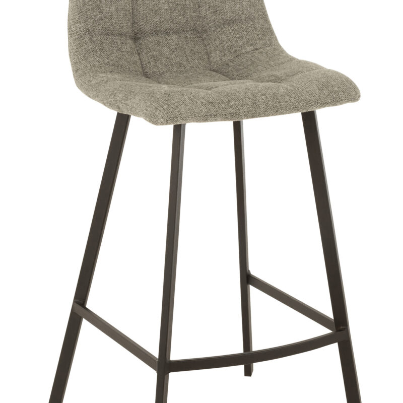 Barhocker „Stephane“ aus Textil und Metall in Grau/Greige