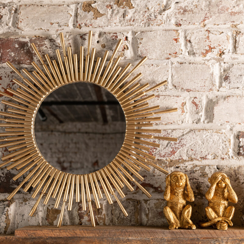 Set aus vier goldfarbenen Affen-Mobiles „Sieh, höre, sprich kein Böses, nur am Handy“