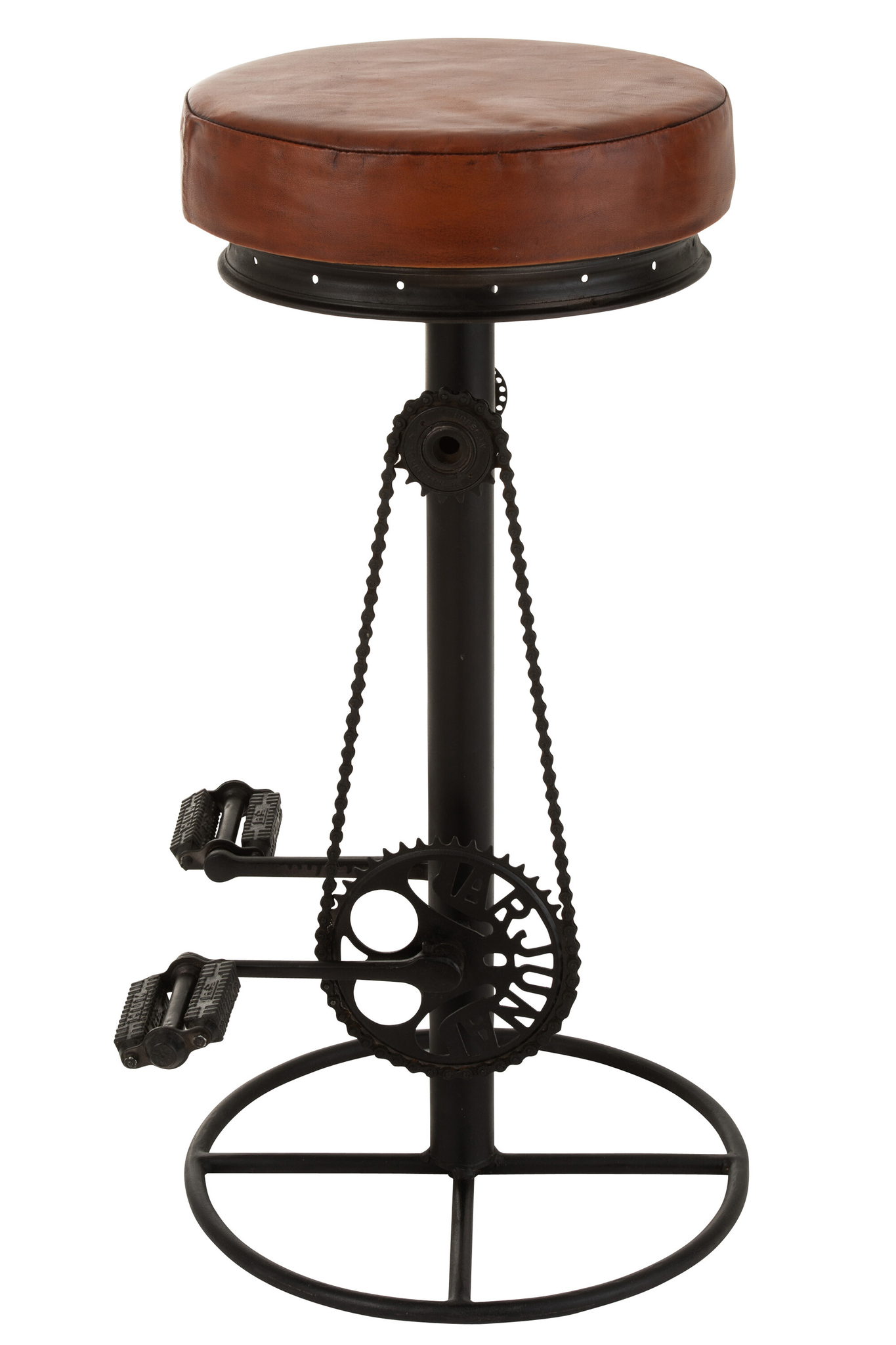 Eleganter Barhocker „Bicycle“ aus Eisen und Leder – Bild 2