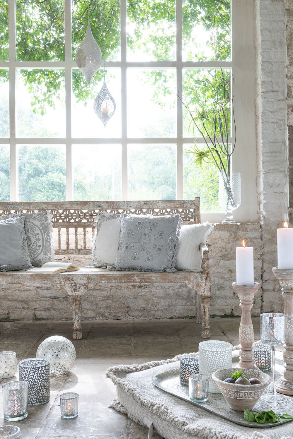 Bank Morocco aus Mangoholz mit weißgewaschenem Finish – Bild 6