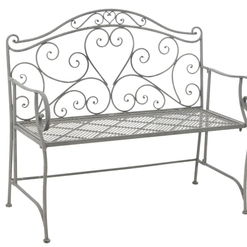 Zweisitzige Gartenbank aus robustem Metall in Greige