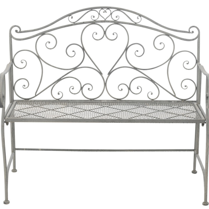 Zweisitzige Gartenbank aus robustem Metall in Greige