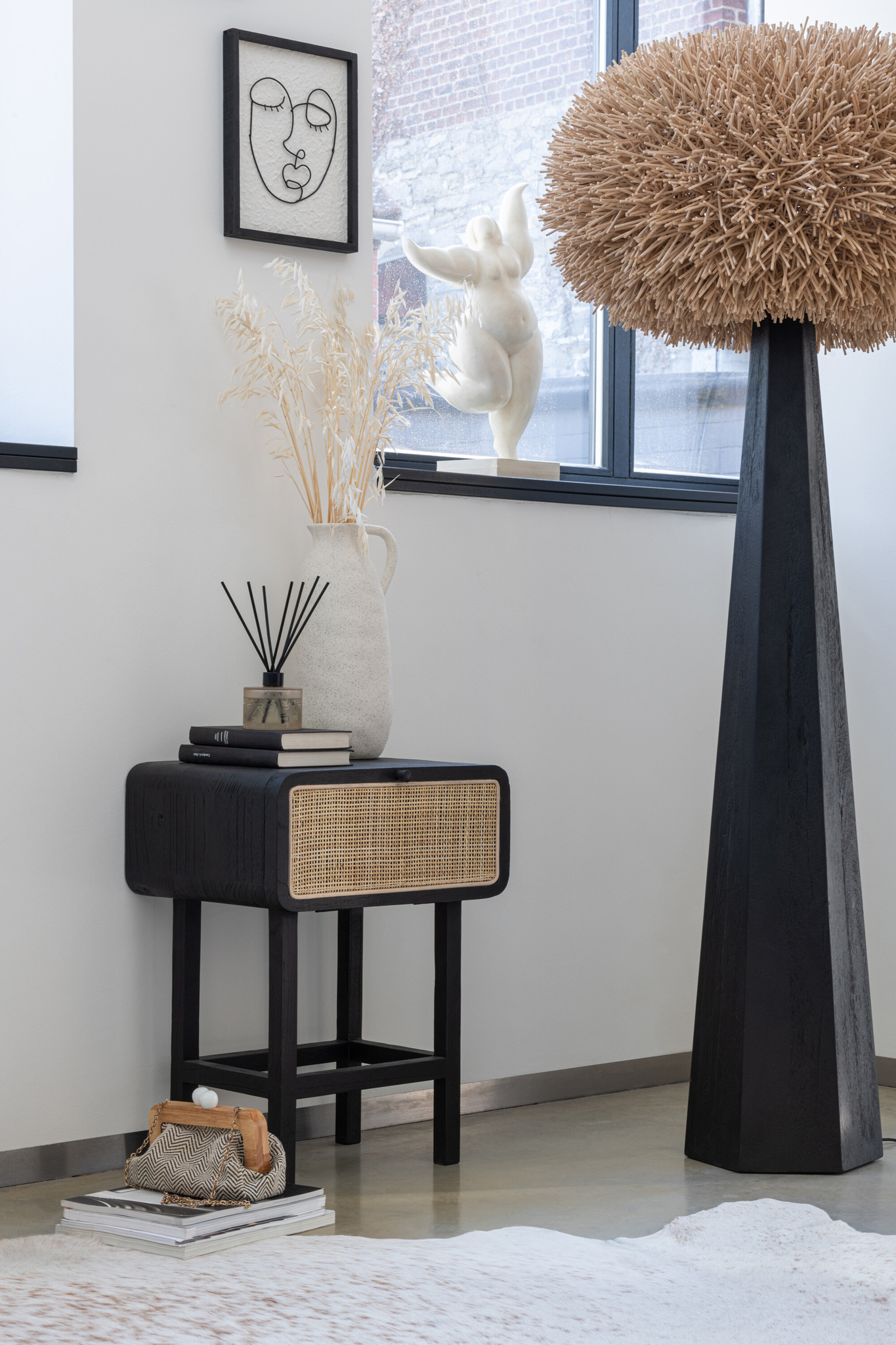 Beistelltisch Molly aus exotischem Holz und Rattan – Bild 9