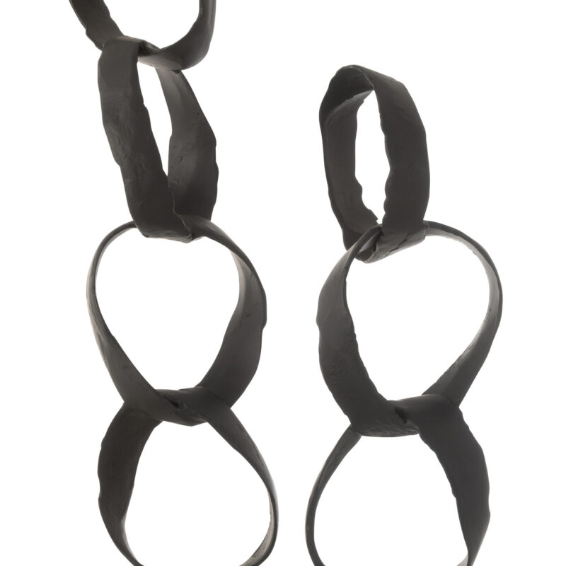 Dekorative Figur mit geflochtenen Ringen aus Aluminium in Schwarz