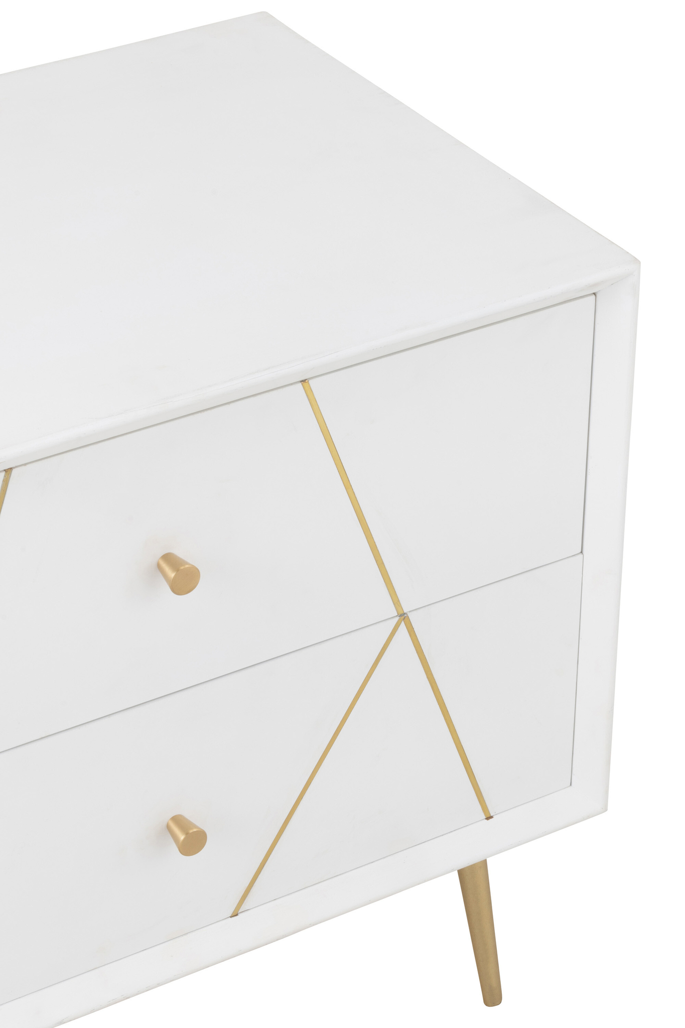 Nachttisch „Lines“ mit 2 Schubladen in Weiß/Gold – Bild 6