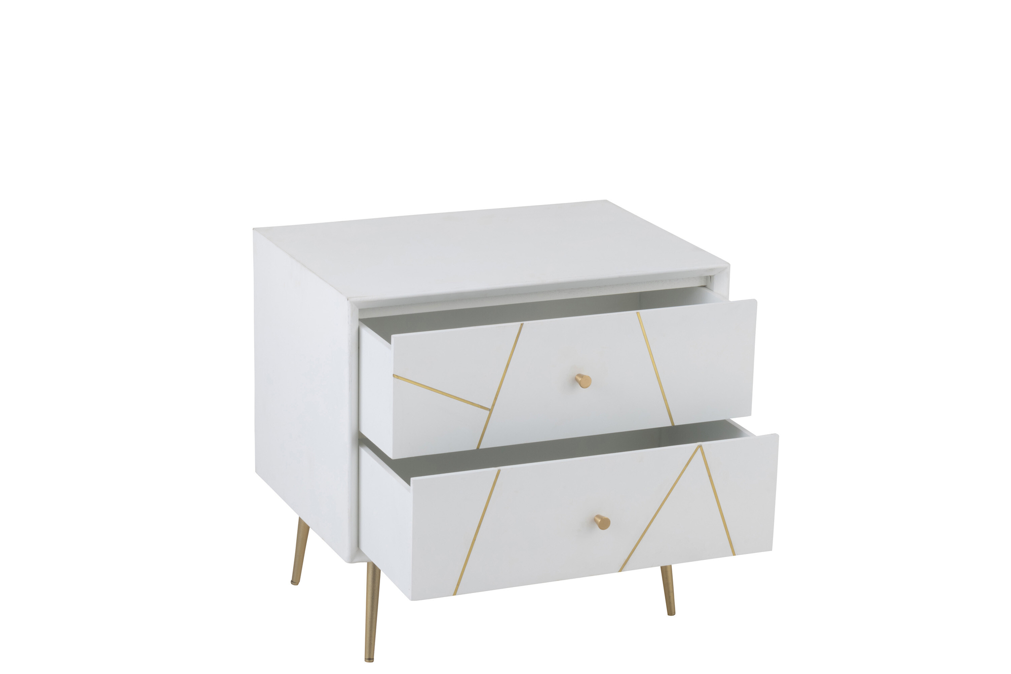 Nachttisch „Lines“ mit 2 Schubladen in Weiß/Gold – Bild 8