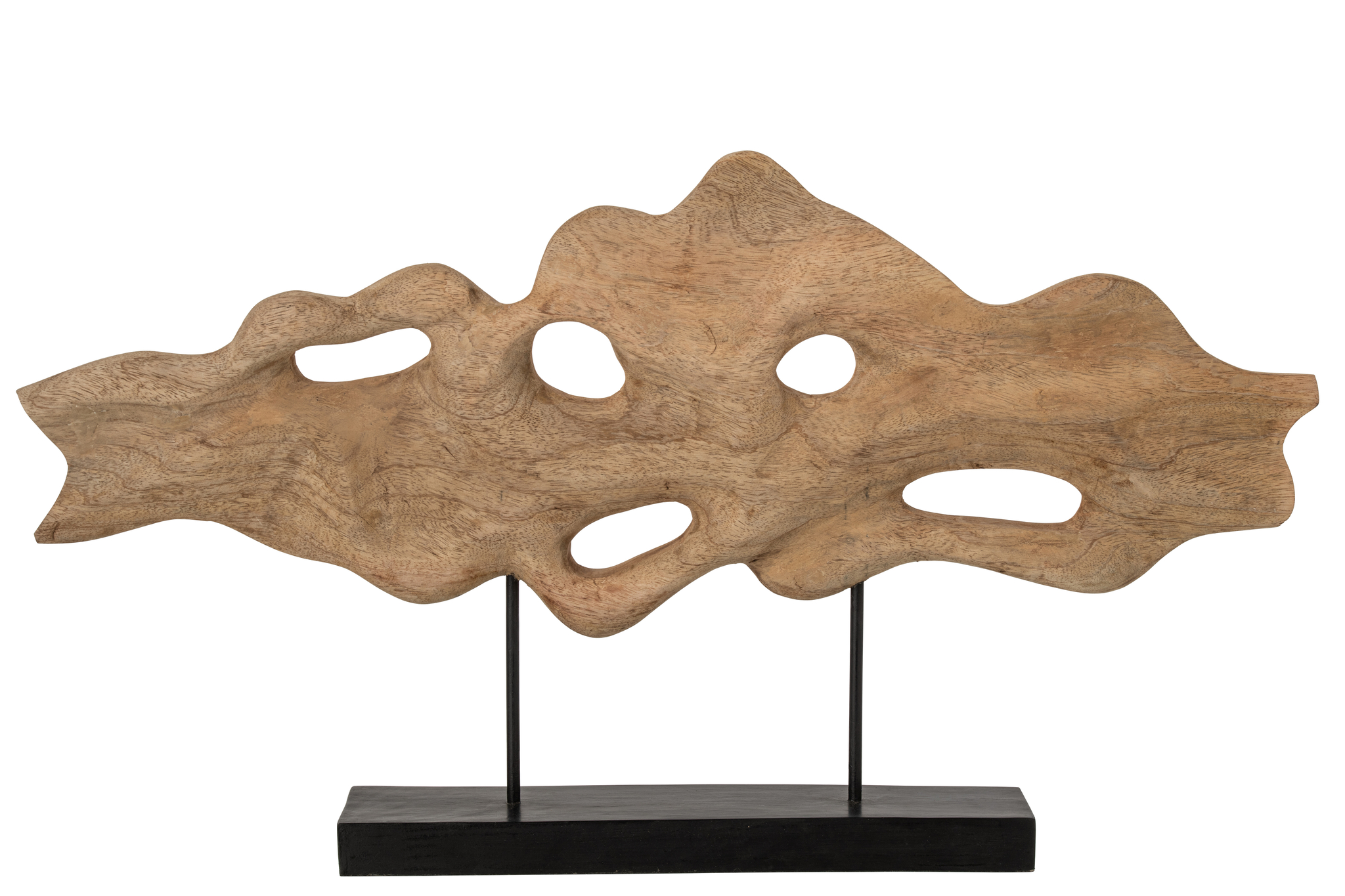 Abstrakte Dekoration auf Sockel aus Mangoholz in Natur und Schwarz – Bild 2
