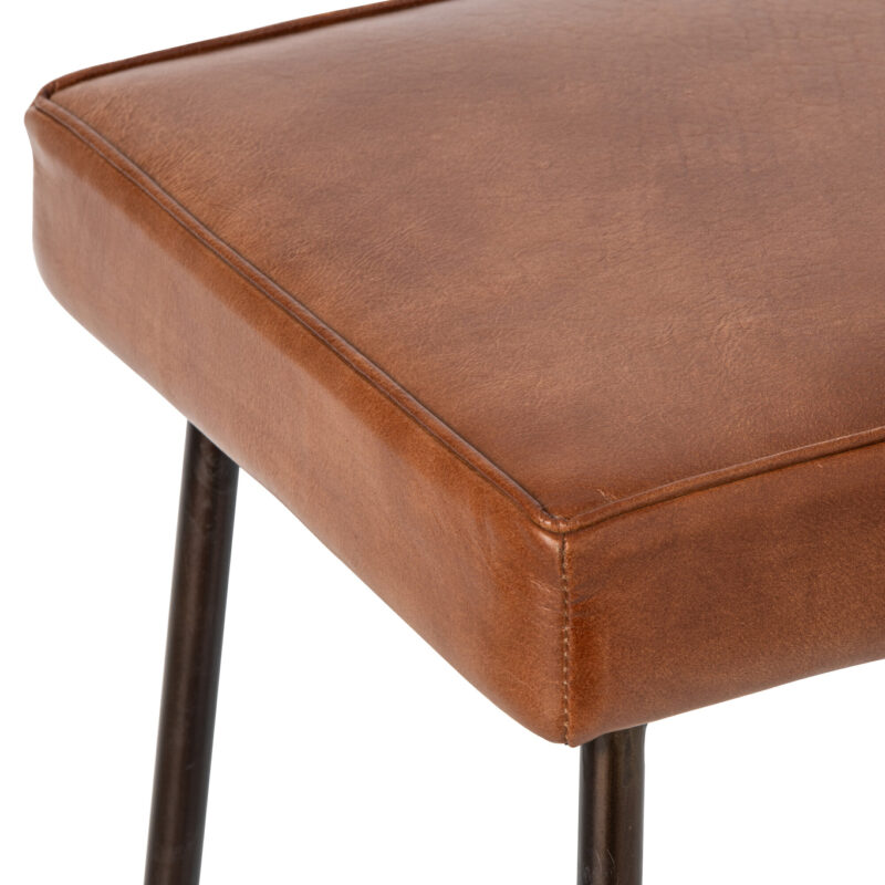 Barhocker „Camel“ aus Leder und Eisen in Braun