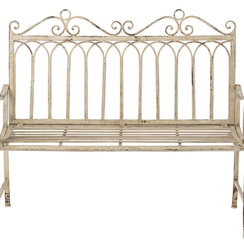 Elegante Metallbank in Off White mit modernem Design