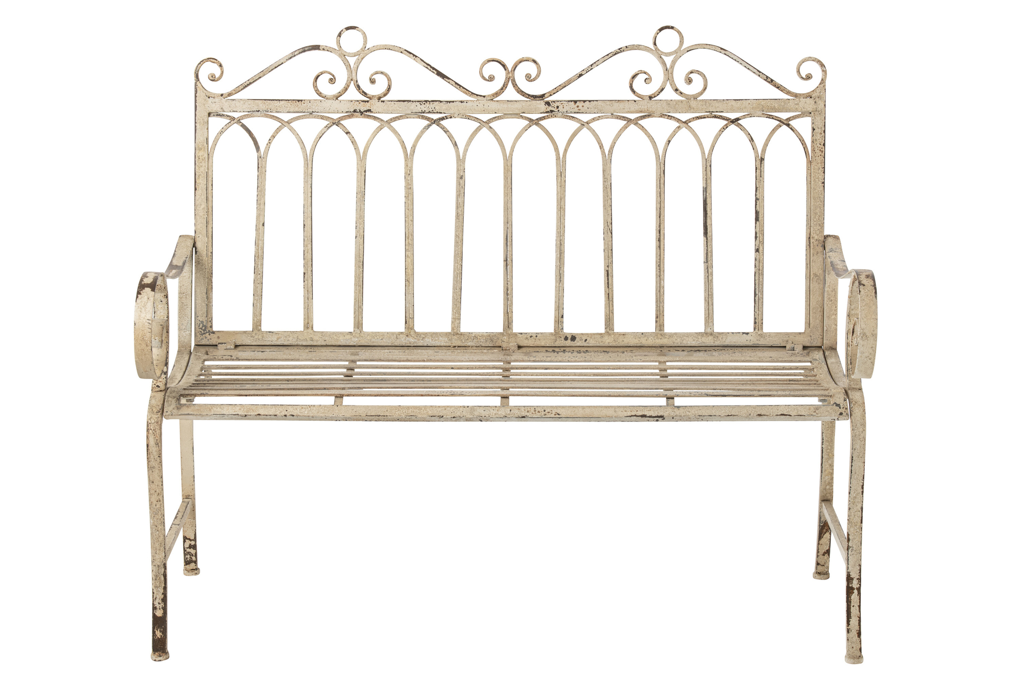 Elegante Metallbank in Off White mit modernem Design