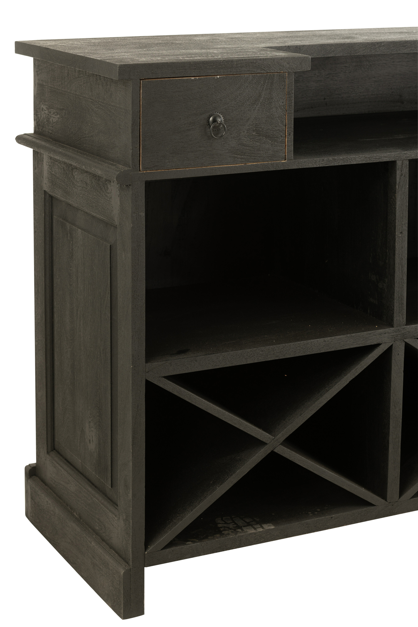 Schwarze Bar aus Mangoholz mit zwei Schubladen – Bild 8