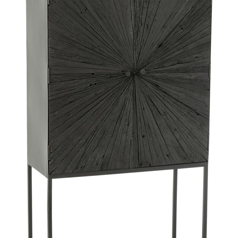 Schrank Shanil aus recyceltem Holz und Eisen in Schwarz
