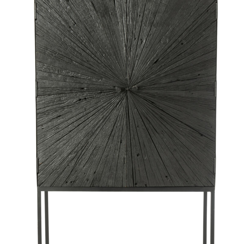 Schrank Shanil aus recyceltem Holz und Eisen in Schwarz