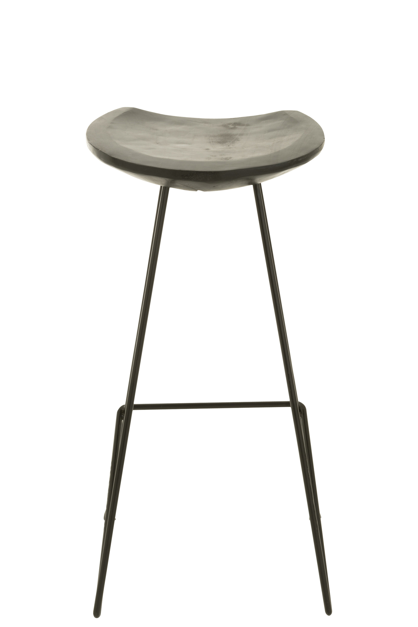 Barhocker aus Teakholz und Eisen in Schwarz – Bild 4