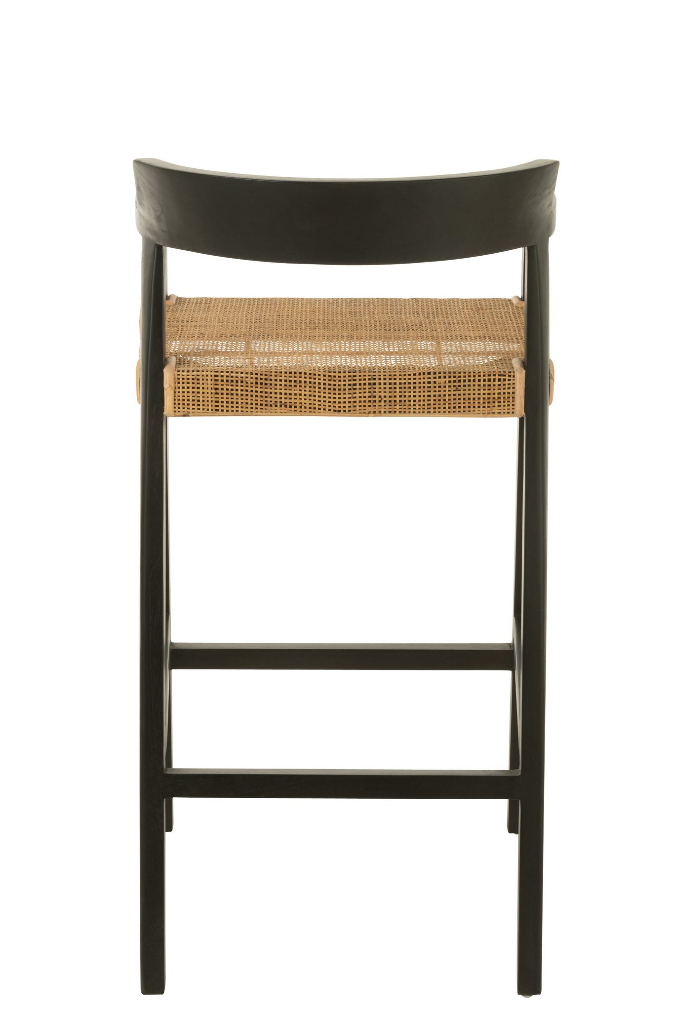 Barhocker „Emma“ aus Teakholz und Rattan in Schwarz/Braun – Bild 4