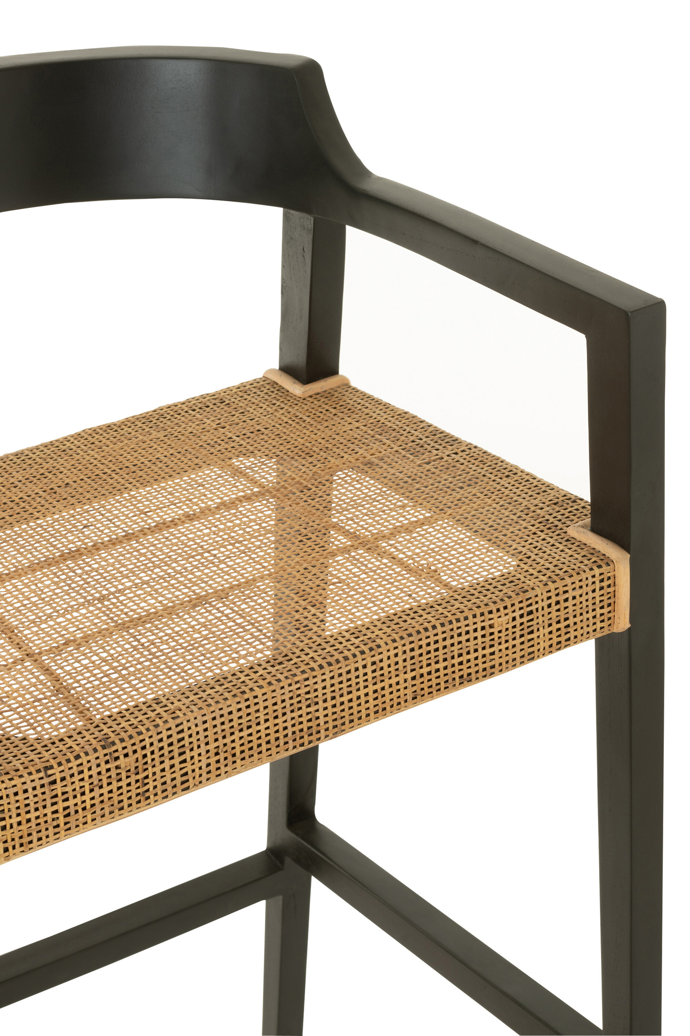 Barhocker „Emma“ aus Teakholz und Rattan in Schwarz/Braun – Bild 8
