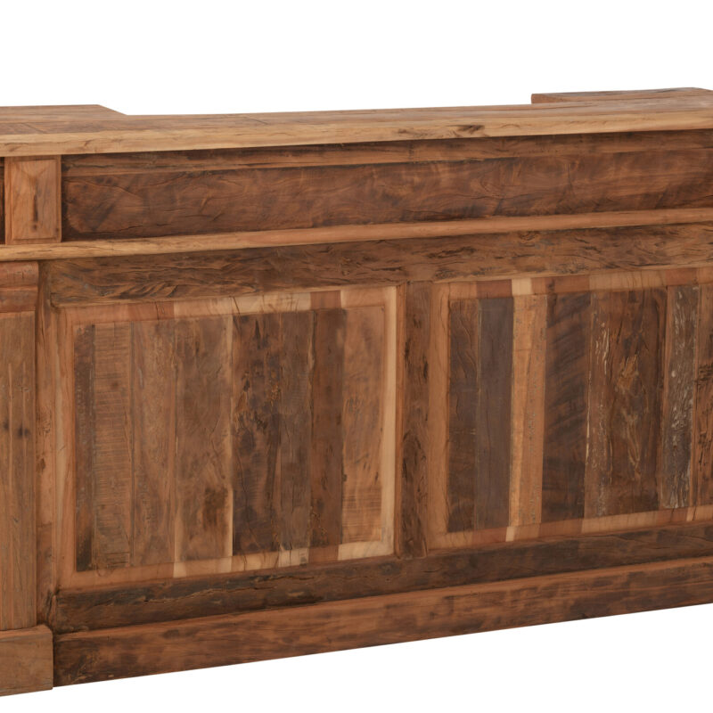 Bar mit zwei Schubladen aus recyceltem Holz