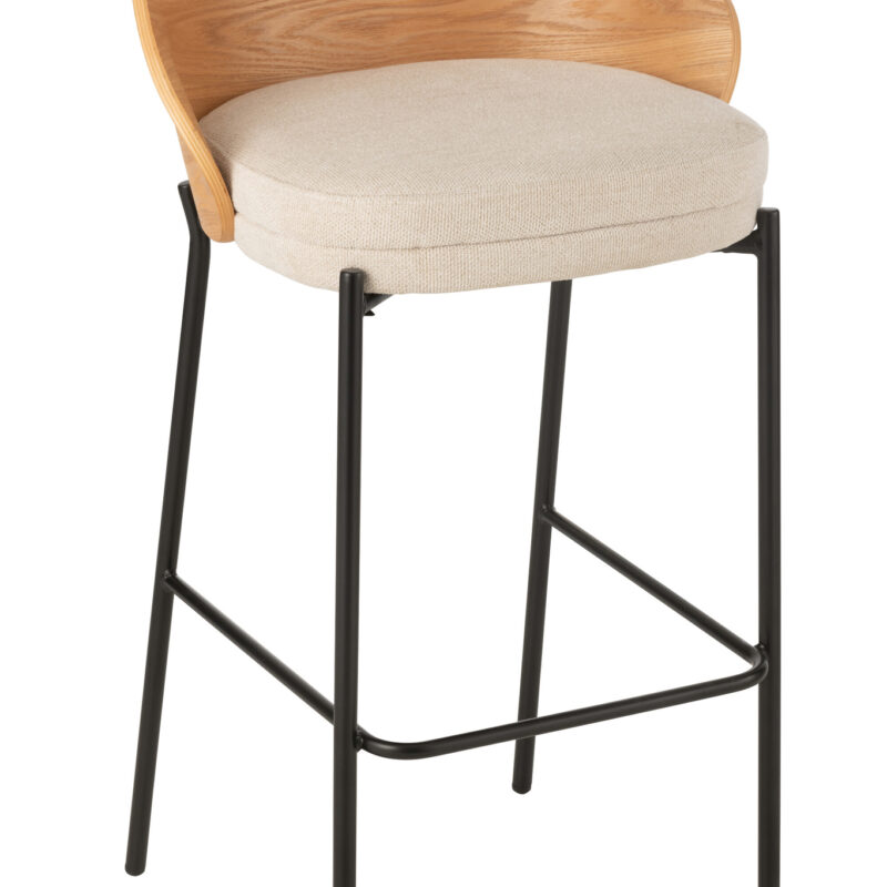 Barhocker „Lone“ aus Sperrholz und Metall in Natur/Beige