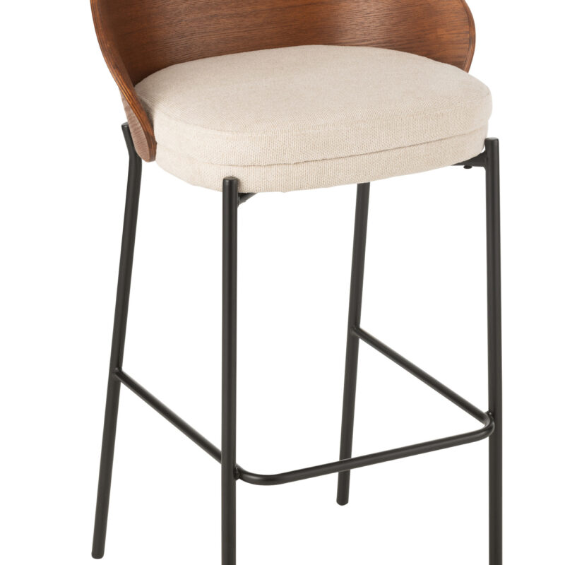 Barhocker „Lone“ aus Sperrholz und Metall in Braun/Beige