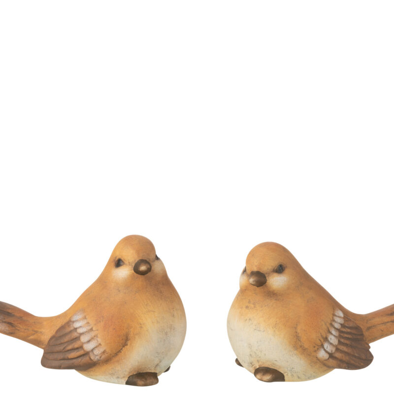 Vogel-Set aus braunem Porzellan, 2-teilig