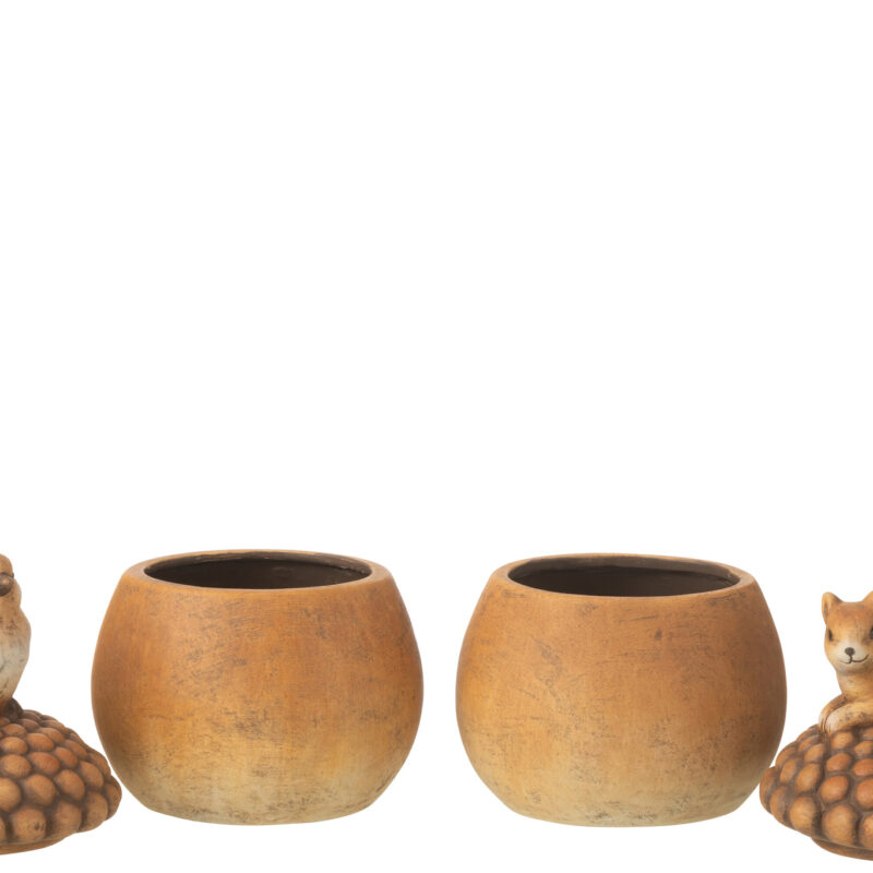 Vogel und Eichhörnchenfigur auf Eichel aus Porzellan