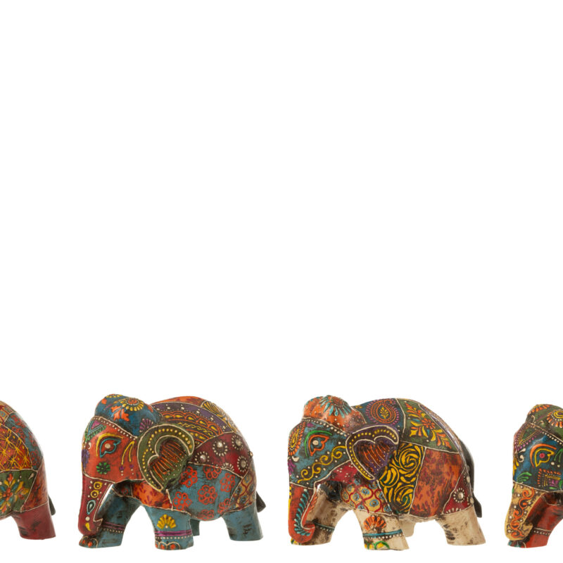 Elefantenfiguren-Set Delhi aus Mangoholz, 4-teilig