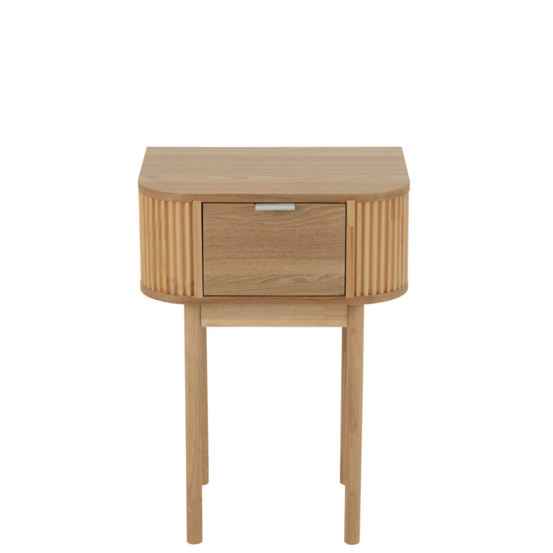 Runder Nachttisch aus MDF und Kiefernholz in Natur